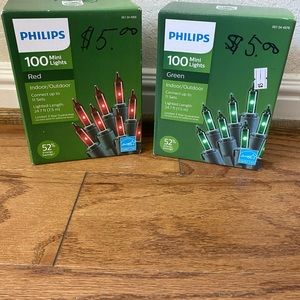 2 sets Color Philips 100ct mini lights Red/Green Indoor/Outdoor Decor